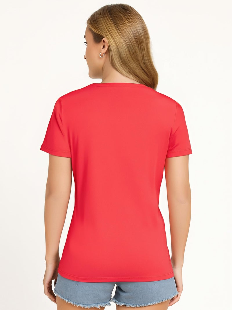 Opna Women's Short Sleeve Moisture Wicking Athletic Shirts Hot Coral - Image 3
